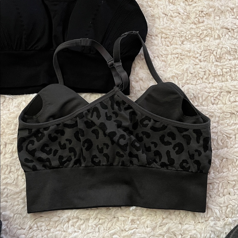 Marshalls Black and Leopard Print Athletic Bra Set - Picture 2 of 3